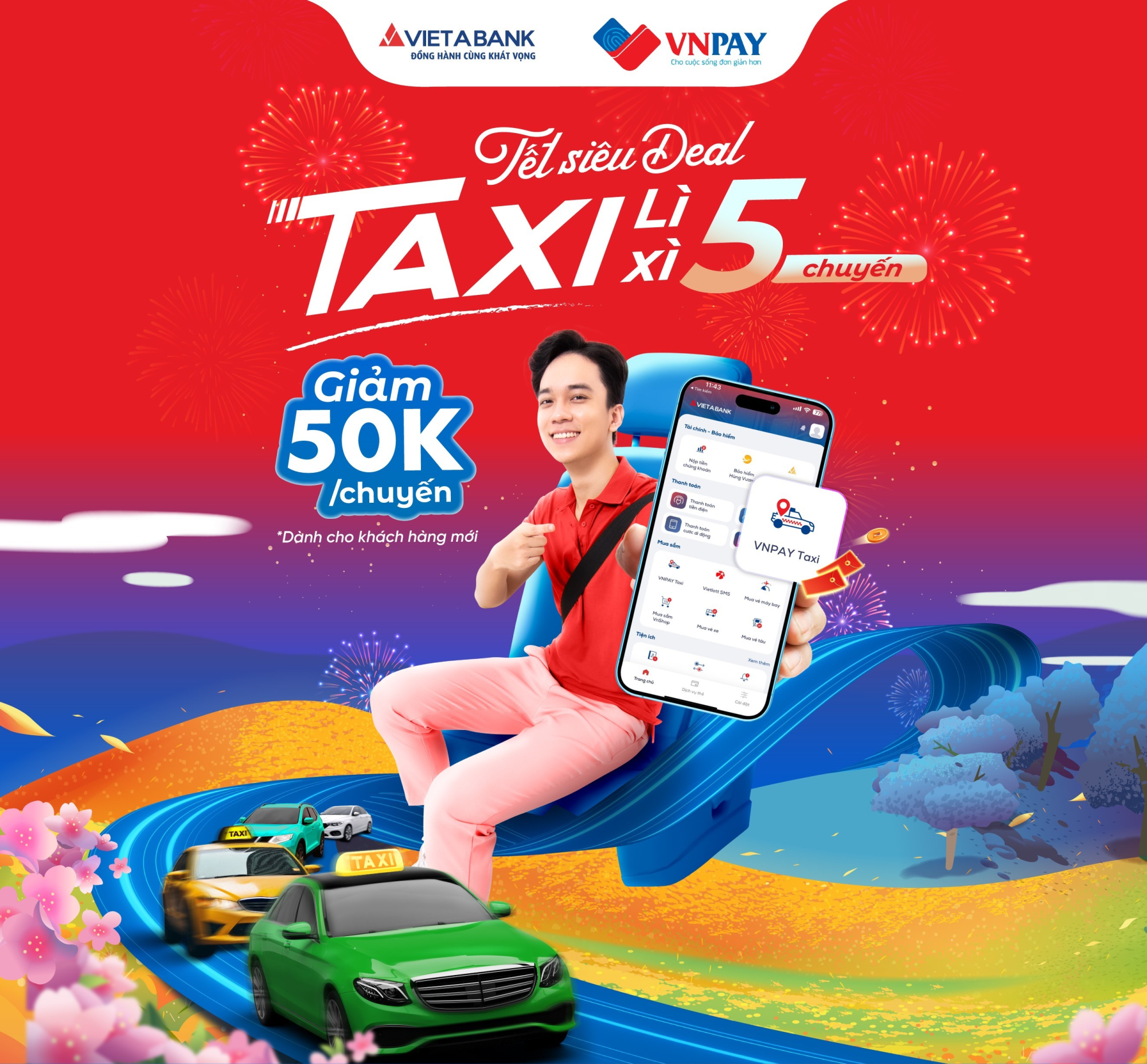 Gọi VNPAY Taxi - Deal chồng deal cùng VietABank EzMobile 